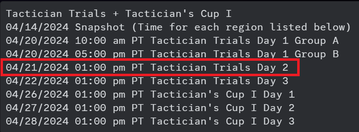 Set 11 Americas Tactician Trials 1 Day 1 Results