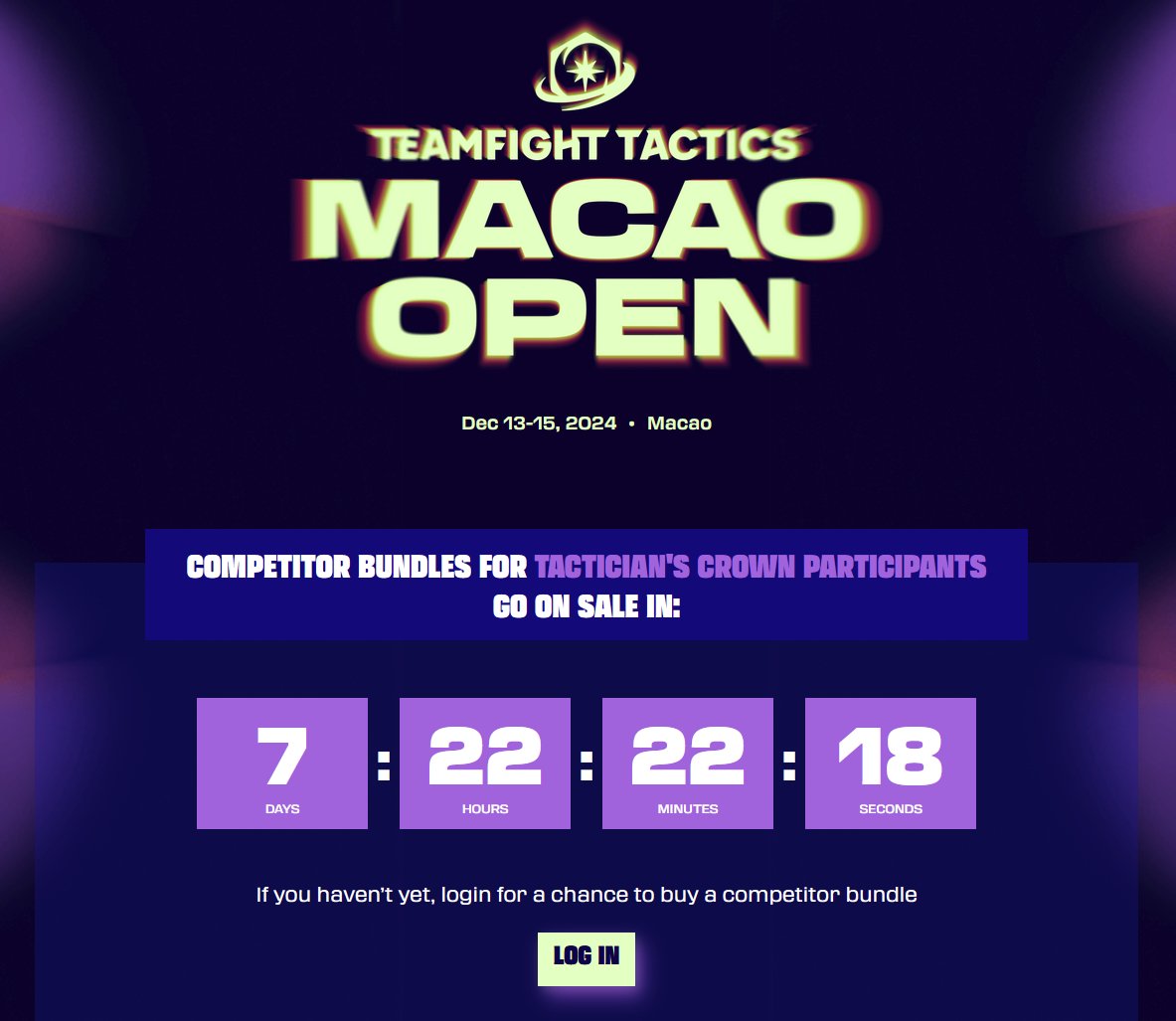 Set 12 TFT Macau Open Website is Open!